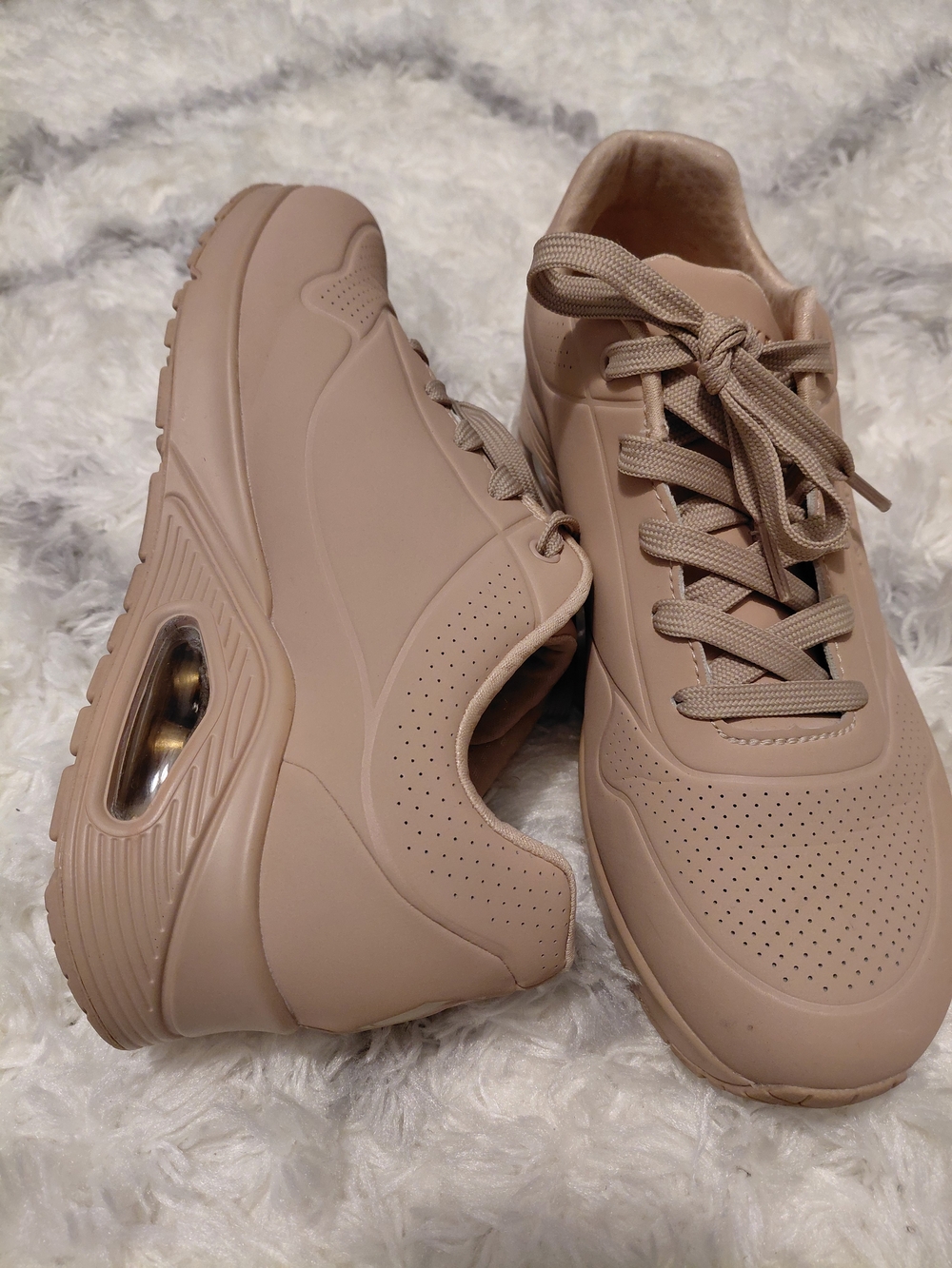 Skechers Women's Beige Casual Lace-Up Sneakers - Picture 4 of 10